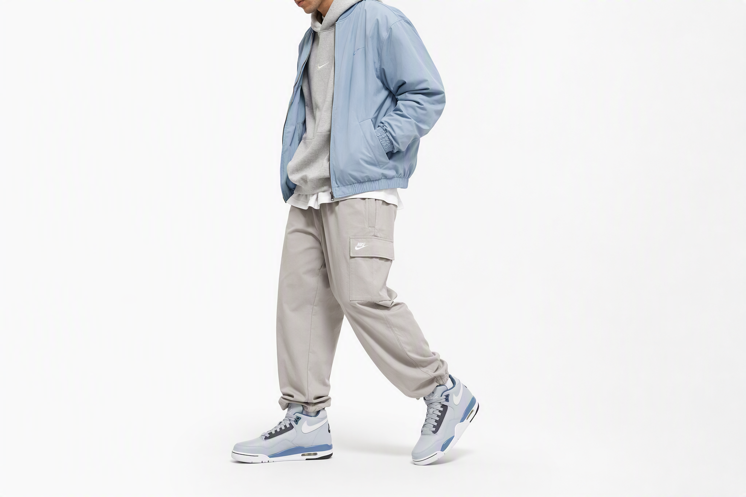 Order Nike Flight Legacy 減震防滑 中筒 復古籃球鞋 男款 灰藍