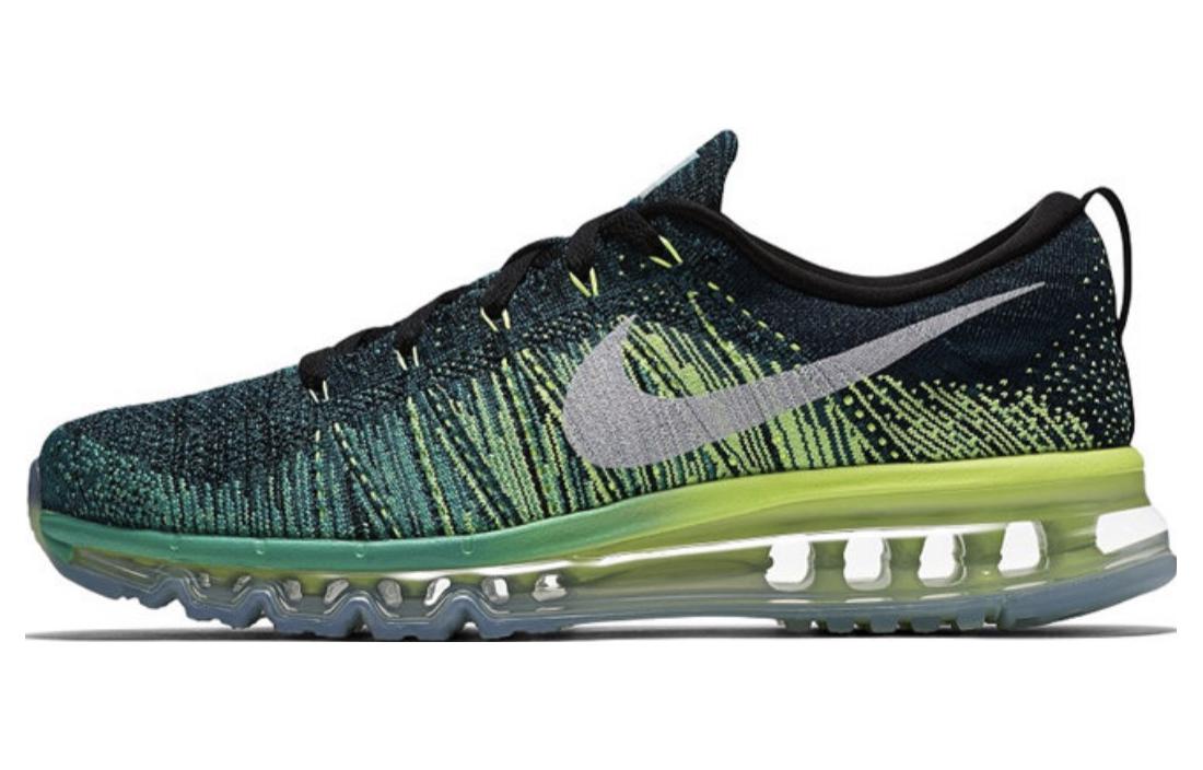 Buy 耐吉 (Nike) Air Max Flyknit “黑色清翠祖母绿电光黄” 减震防滑 低帮 运动休閒鞋 男款 绿色
