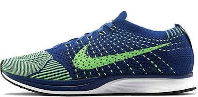 Nike Flyknit Racer 'Brave Blue Poison Green' 526628-403 Nike Flyknit Racer 'Brave Blue Poison Green' 526628-403