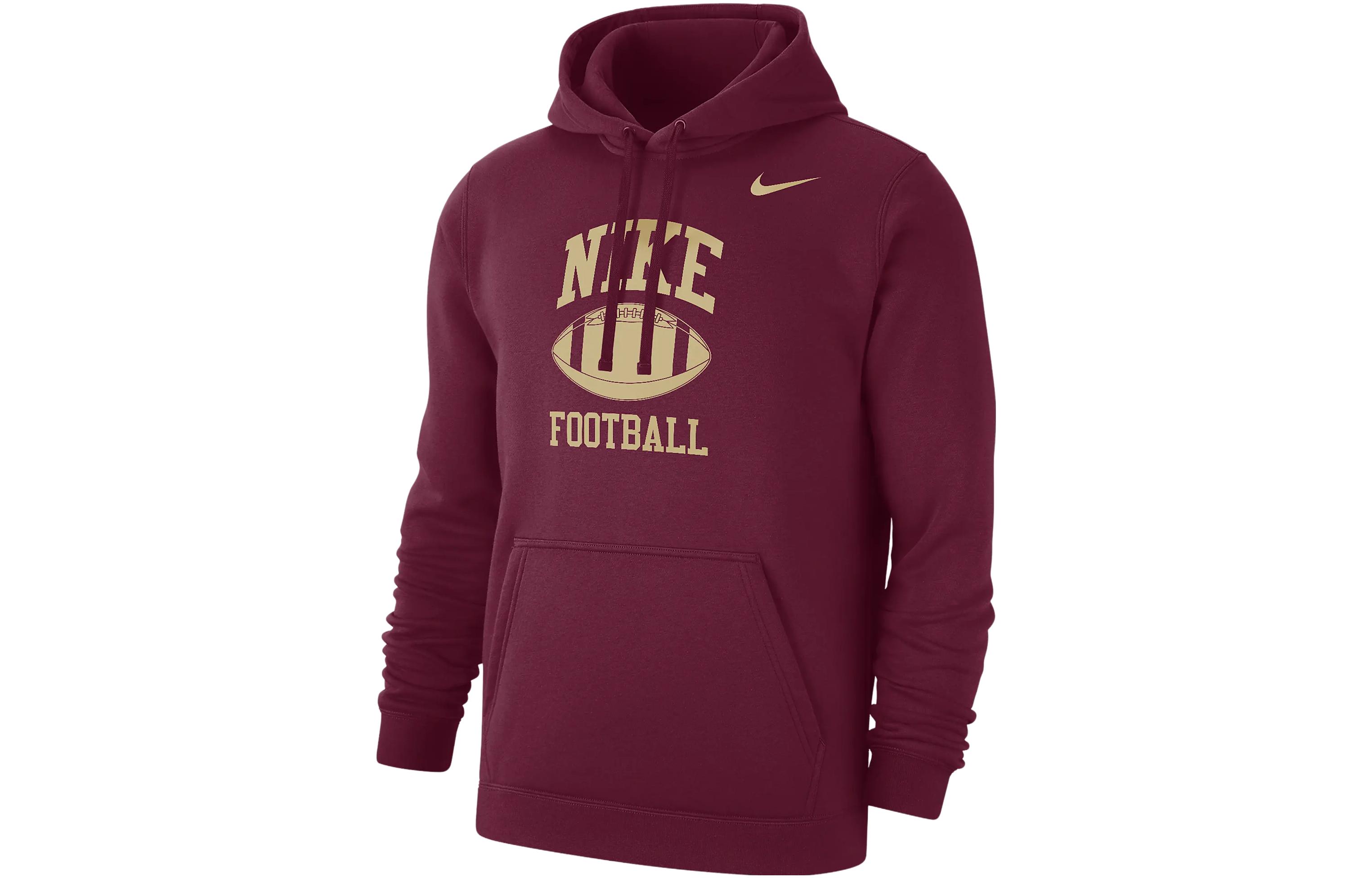 Nike Football Club Fleece Logo Pullover Hoodie Maroon M31777NKFBBALL-MRN