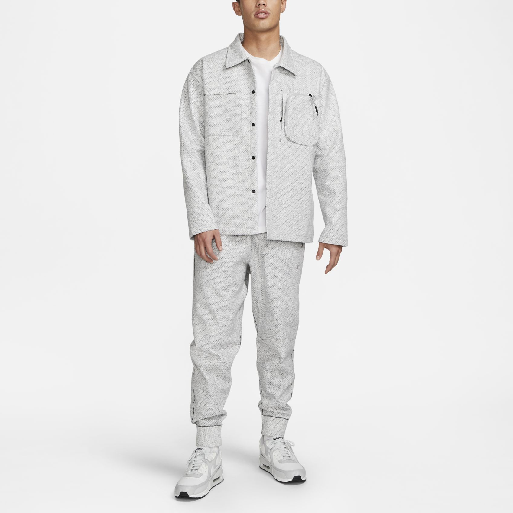 Details for Nike Forward Light Smoke Grey Shirt Jacket with Mandarin Collar DV9993-077