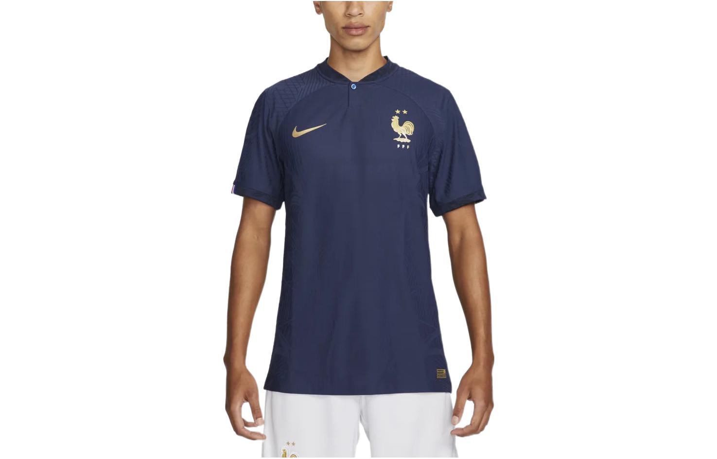 Nike France Player Edition Logo Printed Crewneck Short Sleeve Football Jersey Blue DN0625-410