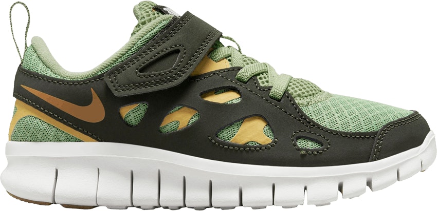 Preschool Nike Free Run 2 Oil Green Wheat Gold DA2689 306
