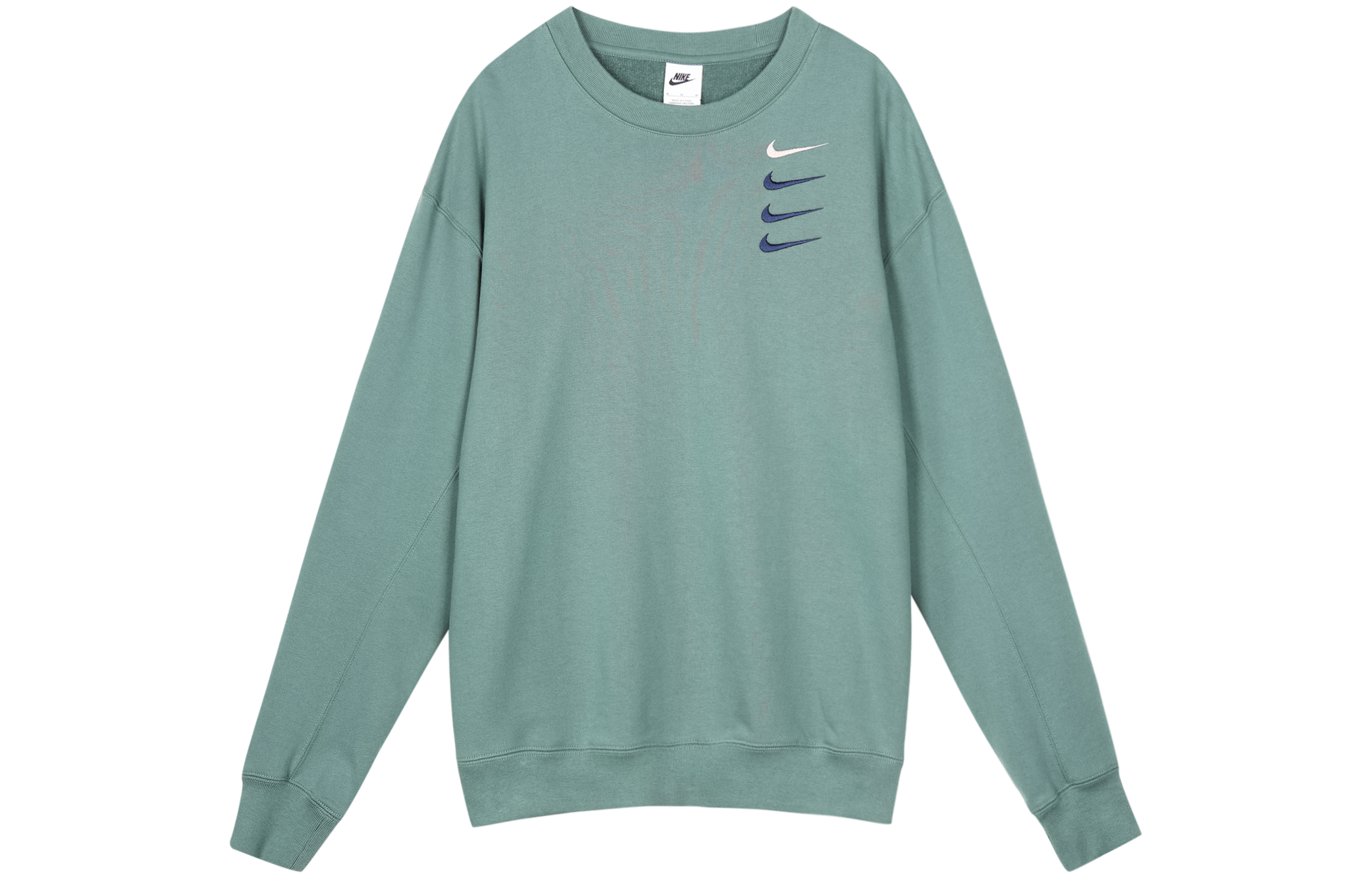 Nike French Terry Swoosh Embroidered Crewneck Sweatshirt Green Gift DB9408-387