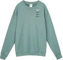 Nike French Terry Swoosh Embroidered Crewneck Sweatshirt Green Gift DB9408-387 Nike French Terry Swoosh Embroidered Crewneck Sweatshirt Green Gift DB9408-387