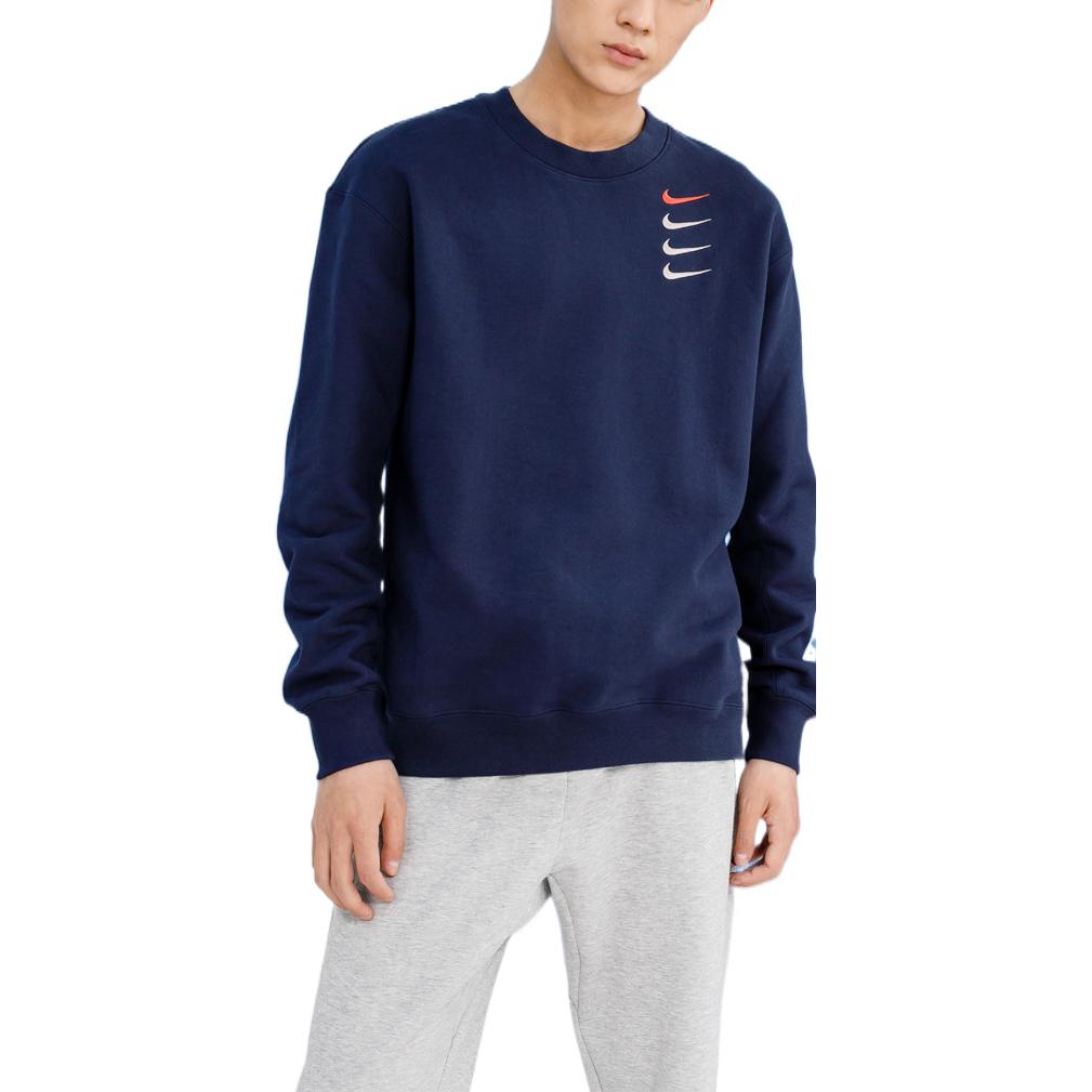 Nike French Terry Swoosh Embroidered Crewneck Sweatshirt Navy Blue DB9408-451 圖 5