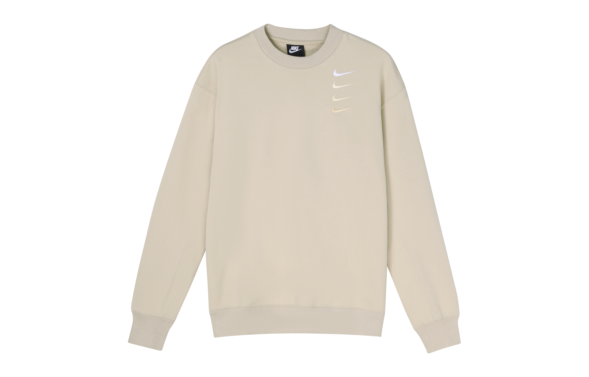 Nike French Terry Swoosh Sweatshirt Oatmeal Spring Crewneck Pullover DB9408-122