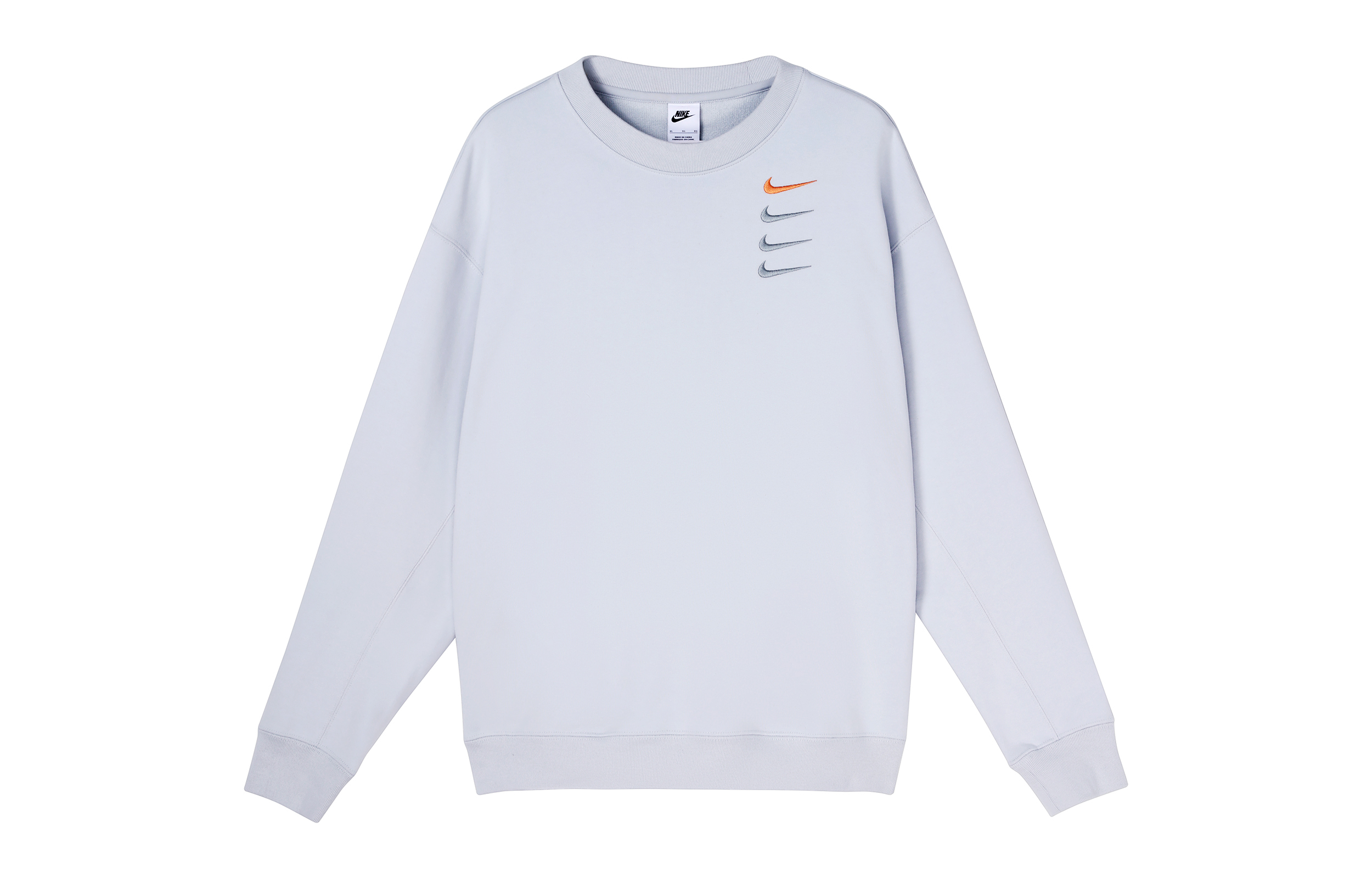 Nike French Terry Swoosh White Gold Embroidered Crewneck Sweatshirt DB9408-043