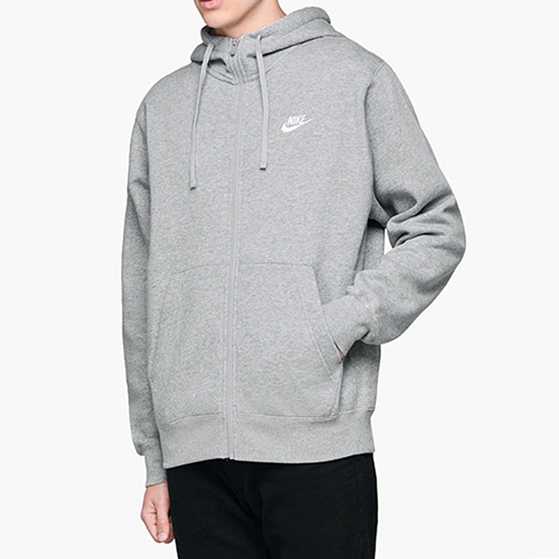 Shop Nike Jaket Hoodie Fleece Full-Zip Abu-Abu Casual Sportswear BV2645-063