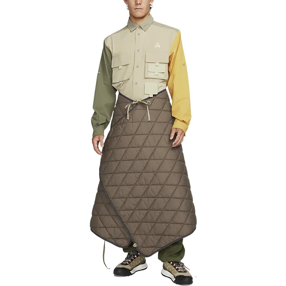 Shop Nike FW22  Quilted Cape Coat Olive Green Solid Color Lace-Up Design DR4773-004