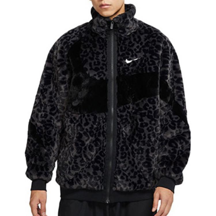 Purchase Nike FW22 Black Swoosh Faux Fur Track Jacket DH6685-011
