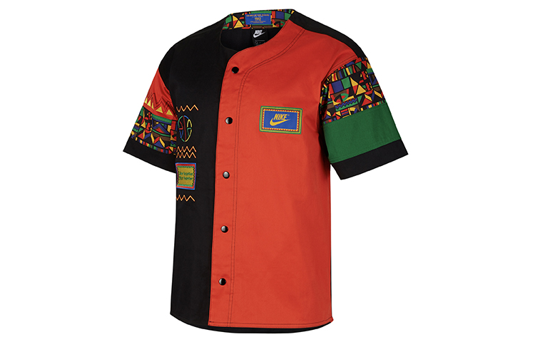 Nike Geometric Patchwork Short-Sleeve Jacket Black CU4206-010