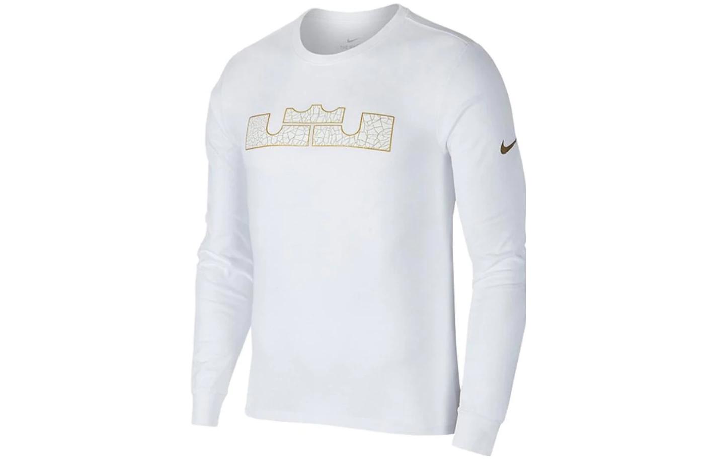Nike Geometric Print Crewneck Long Sleeve T-Shirt White 924224-100