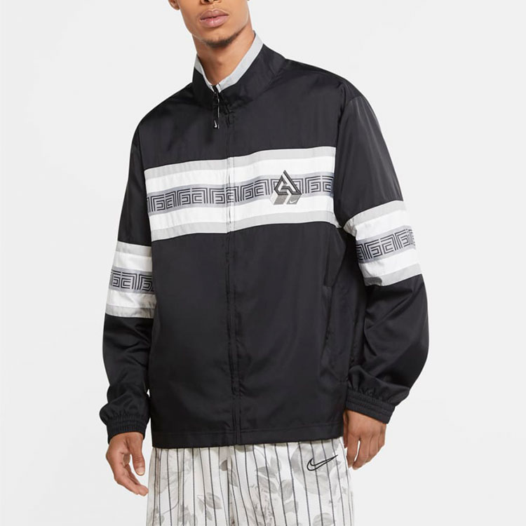 Shop 耐克 Giannis 復古拉鍊條紋外套 黑色 春季休閒款 CK6246-010