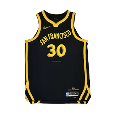 Nike Golden State Warriors Curry #30 City Edition Basketball Jersey Black/Yellow. DX8759-010