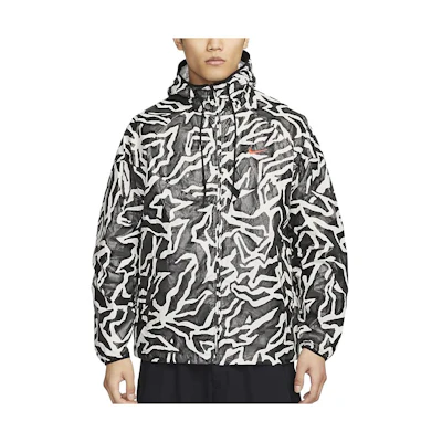 Nike Graphic Print Zip Hoodie Jacket Dark Smoke Grey DX0036-060