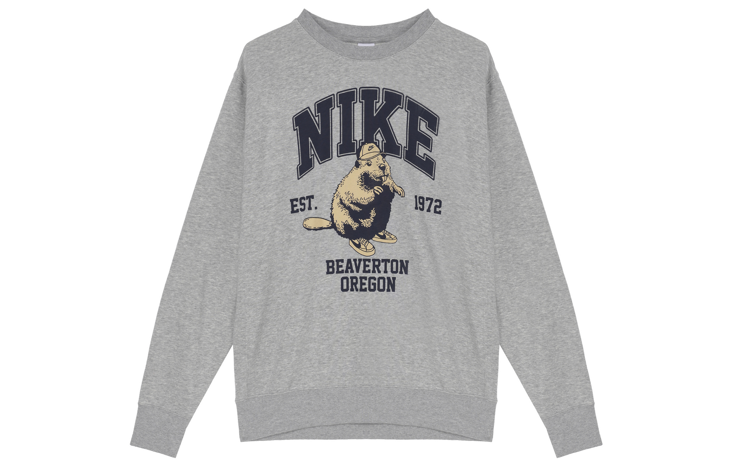 Order Nike Gray Crewneck Sweatshirt with Lettering and Animal Print Design HV1063-063