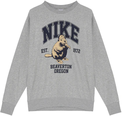 Nike Gray Crewneck Sweatshirt with Lettering and Animal Print Design HV1063-063 Order Nike Gray Crewneck Sweatshirt with Lettering and Animal Print Design HV1063-063