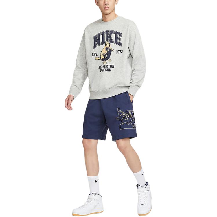 Details for Nike Gray Crewneck Sweatshirt with Lettering and Animal Print Design HV1063-063