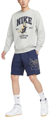 Nike Gray Crewneck Sweatshirt with Lettering and Animal Print Design HV1063-063 Details for Nike Gray Crewneck Sweatshirt with Lettering and Animal Print Design HV1063-063