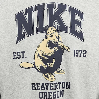 Nike Gray Crewneck Sweatshirt with Lettering and Animal Print Design HV1063-063 Cheap Nike Gray Crewneck Sweatshirt with Lettering and Animal Print Design HV1063-063