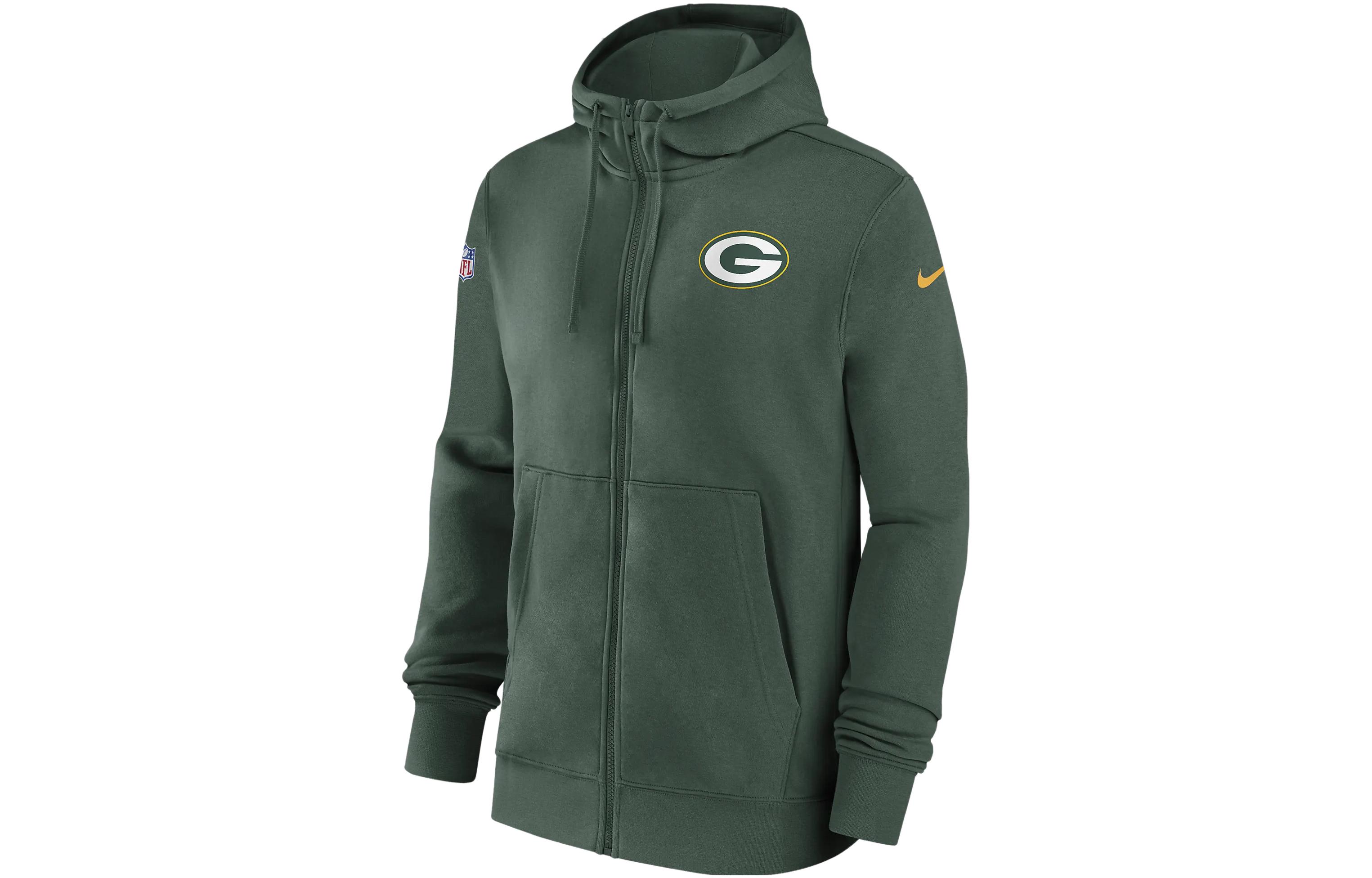 Nike Green Bay Packers Sideline Club Logo Hoodie Full-Zip Green Jacket 00MR3EE7T-XNN