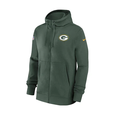 Nike Green Bay Packers Sideline Club Logo Hoodie Full-Zip Green Jacket 00MR3EE7T-XNN