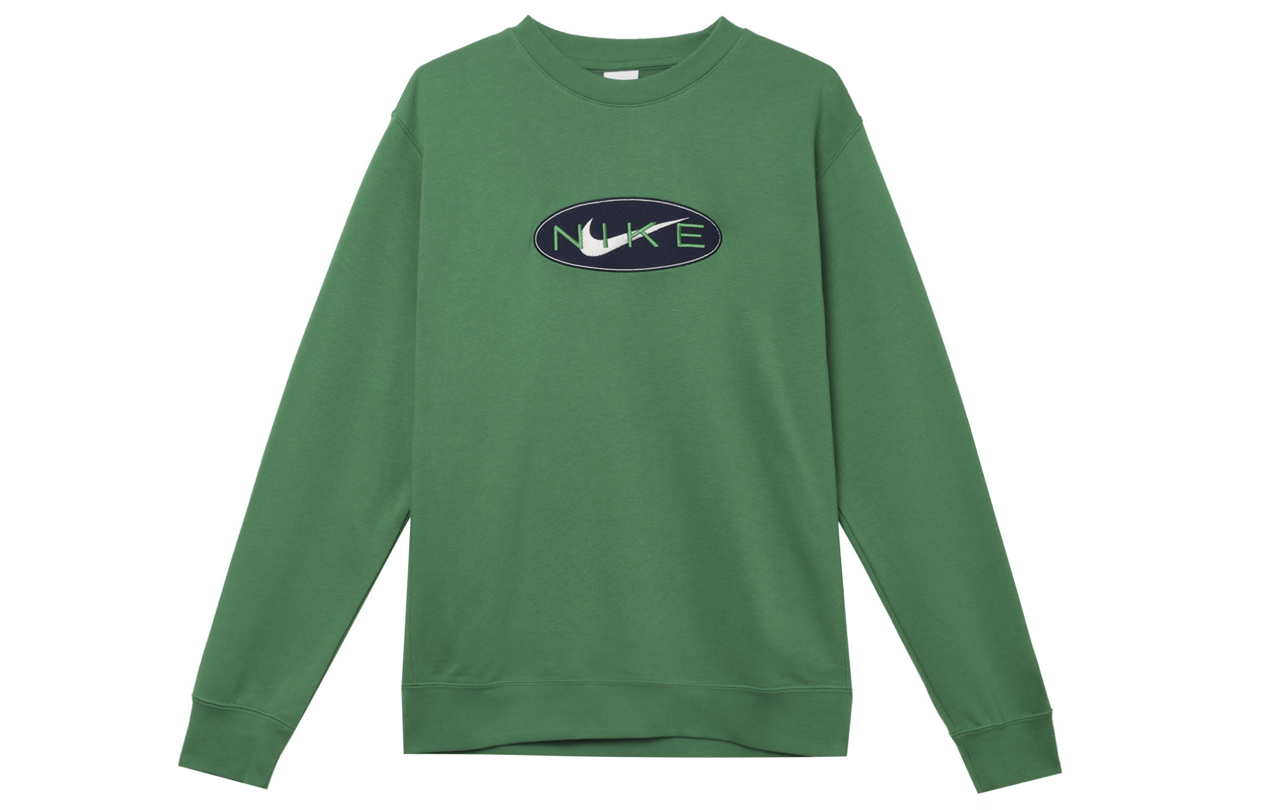 Nike Green Embroidered Logo Crewneck Pullover Sweatshirt Long Sleeve FZ4729-399