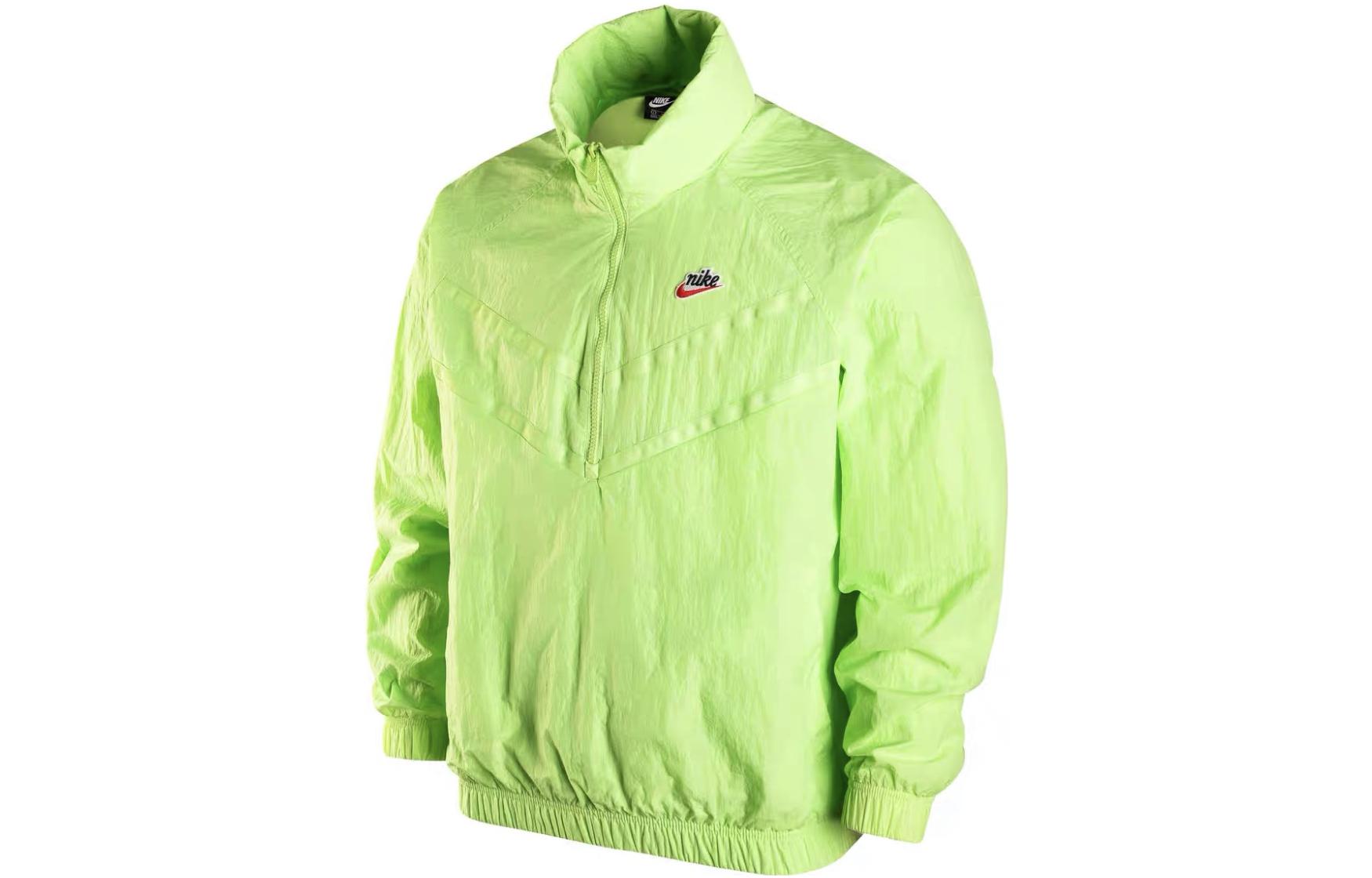 Nike Green Half-Zip Windbreaker Jacket with Logo, Breathable & Lightweight DA2493-399