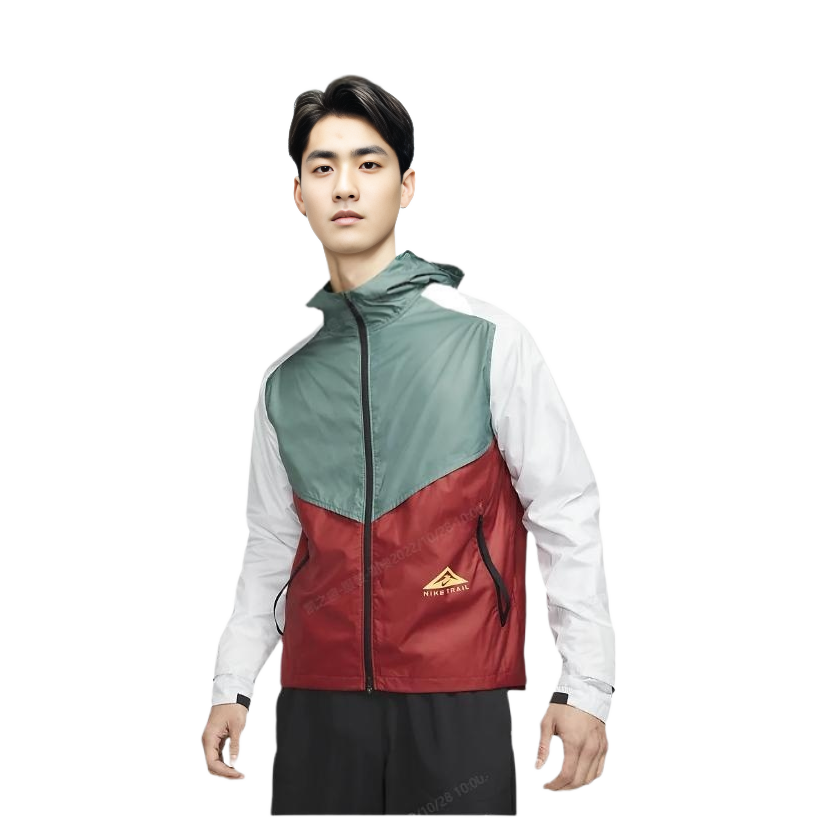 Nike Green Running Jacket with Logo Print and Patchwork Design CZ9055-387 圖 4