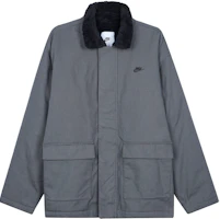 Nike Grey Embroidered Logo Fleece Collar Long Sleeve Jacket FD6683-068 Nike Grey Embroidered Logo Fleece Collar Long Sleeve Jacket FD6683-068