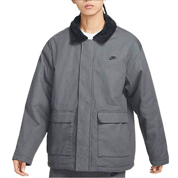 Purchase 나이키 회색 자수 로고 플리스 카라 긴팔 재킷 FD6683-068