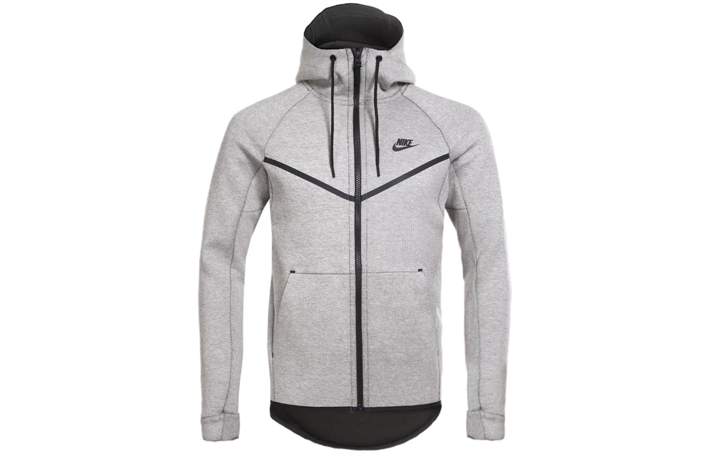 Nike Grey Hoodie Logo Print Raglan Sleeve Jacket 805145-072