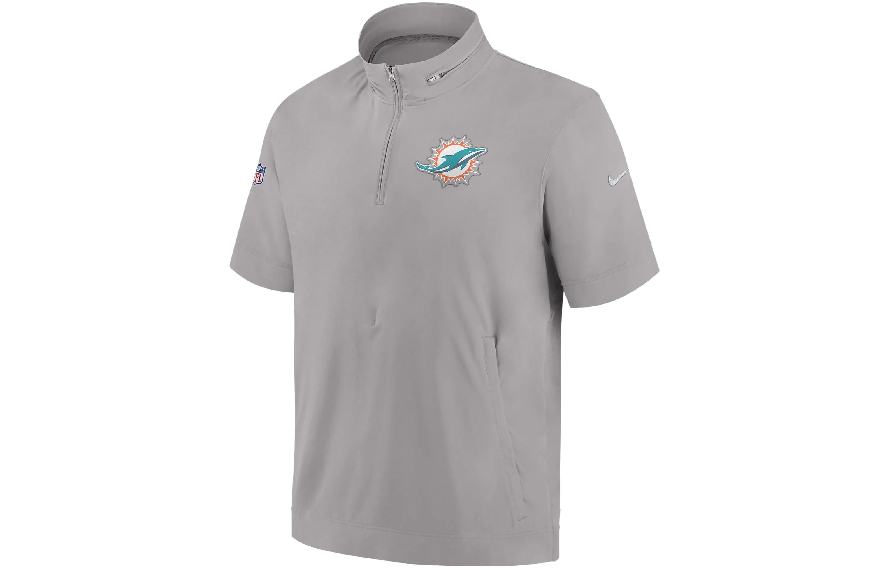 Nike Grey Solid Color Short-Sleeve Zip-Up Jacket 00M409T9P-0BM