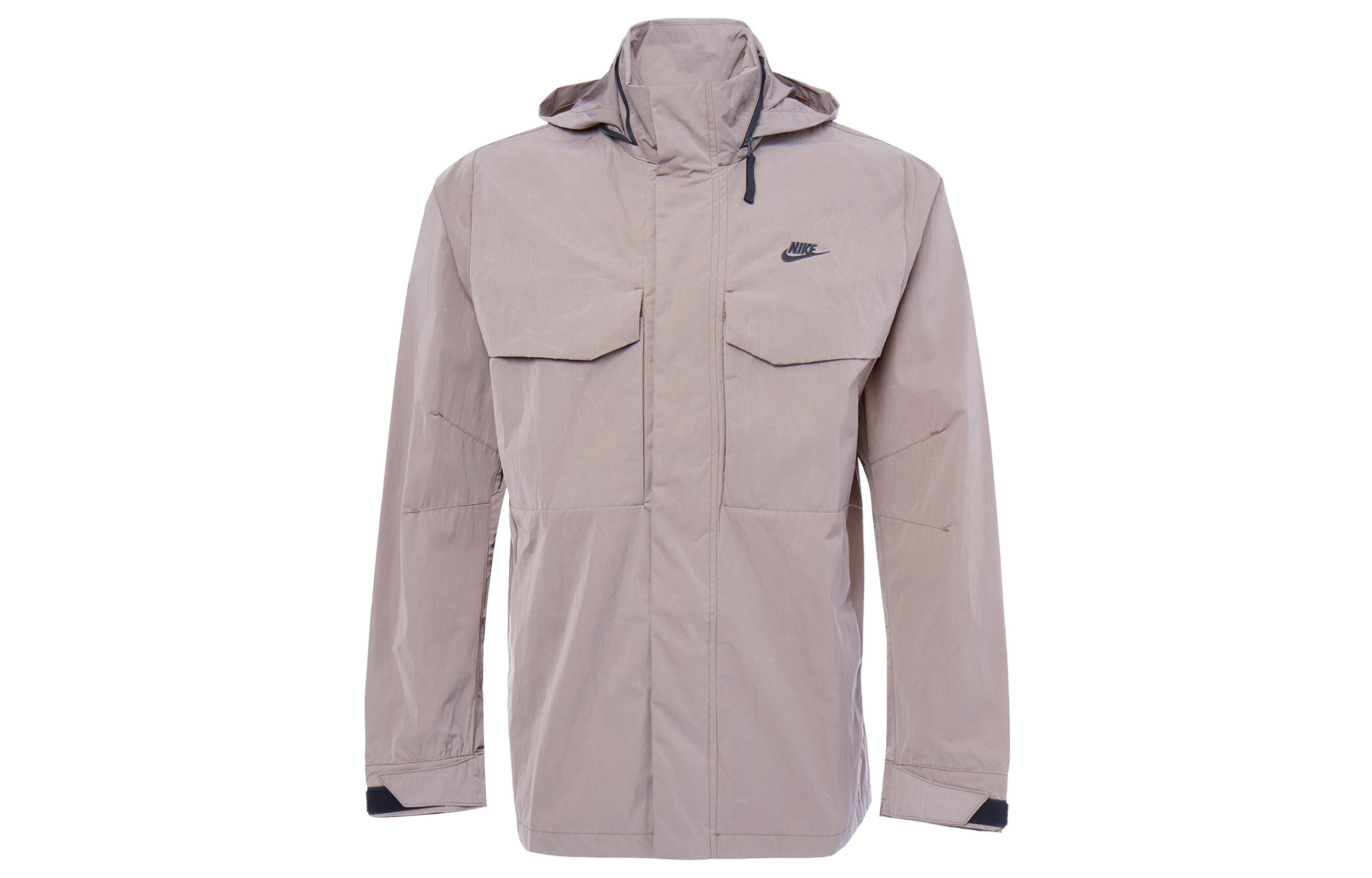 Nike Grey Solid Logo Embroidered Outdoor Utility Hoodie Jacket DC6771-229