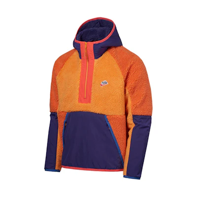 Nike Half-Zip Colorblock Fleece Pullover Hoodie Orange BV3767-886