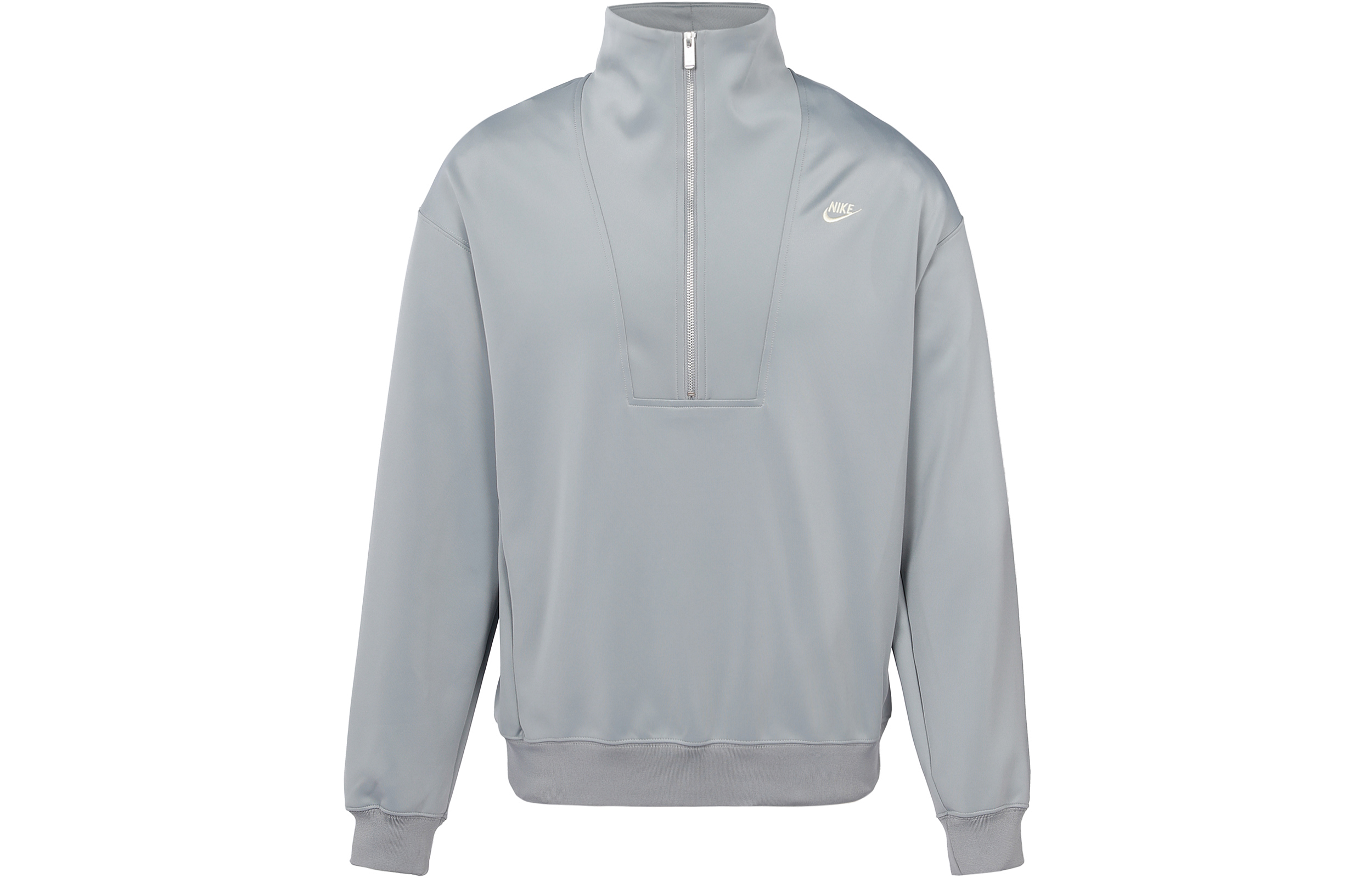 Lookbook Nike Half-Zip High Collar Sweatshirt Coconut Grey with Back Letter Logo DQ4238-073