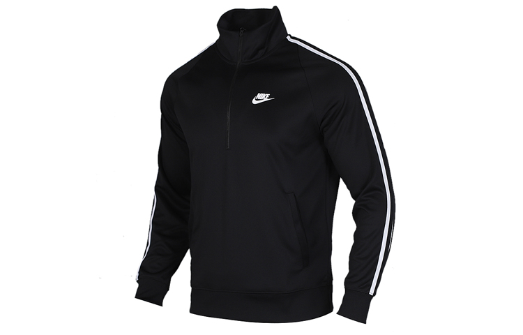 Nike Half-Zip High Neck Striped Pullover Sweatshirt Black CJ4393-010