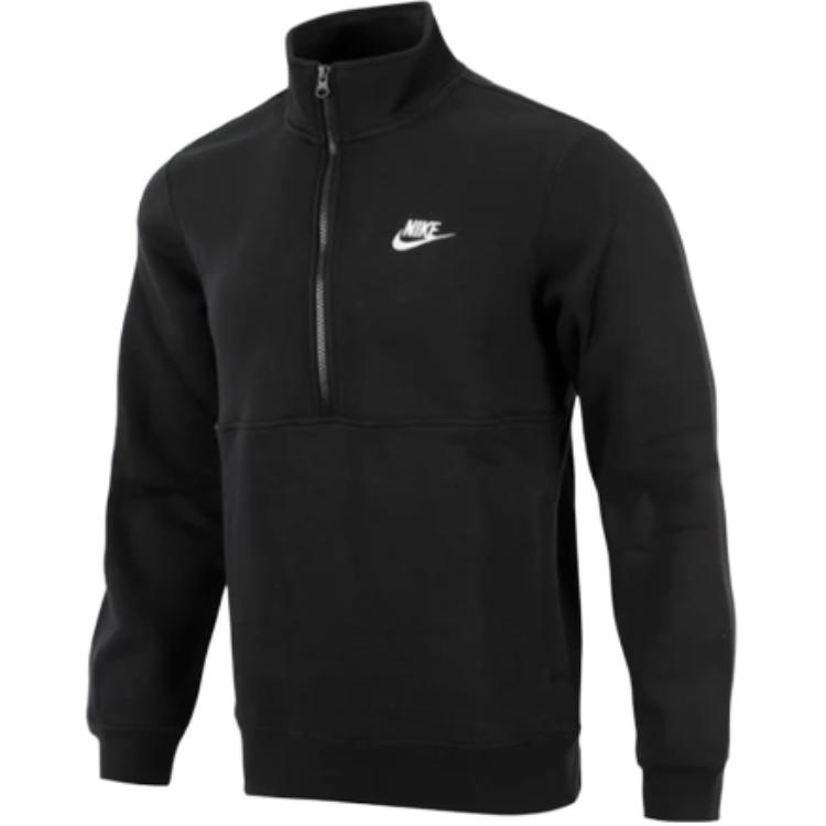 Nike Half-Zip Pullover Sweatshirt Black with Logo Print Long Sleeve DD4733-011