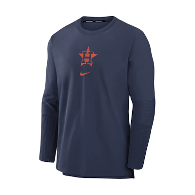 Nike Houston Astros Logo Print Ribbed Crewneck Pullover Jacket Navy Mens 015C160NHUS-5Z2