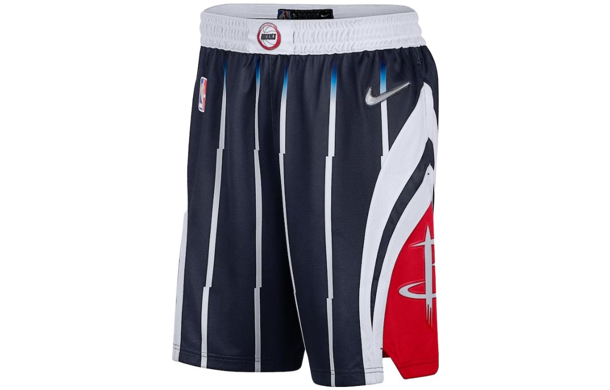 Nike Houston Rockets 75th Anniversary Quick-Dry Mid-Rise Basketball Shorts Navy. DB4135-419