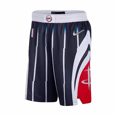 Nike Houston Rockets 75th Anniversary Quick-Dry Mid-Rise Basketball Shorts Navy. DB4135-419