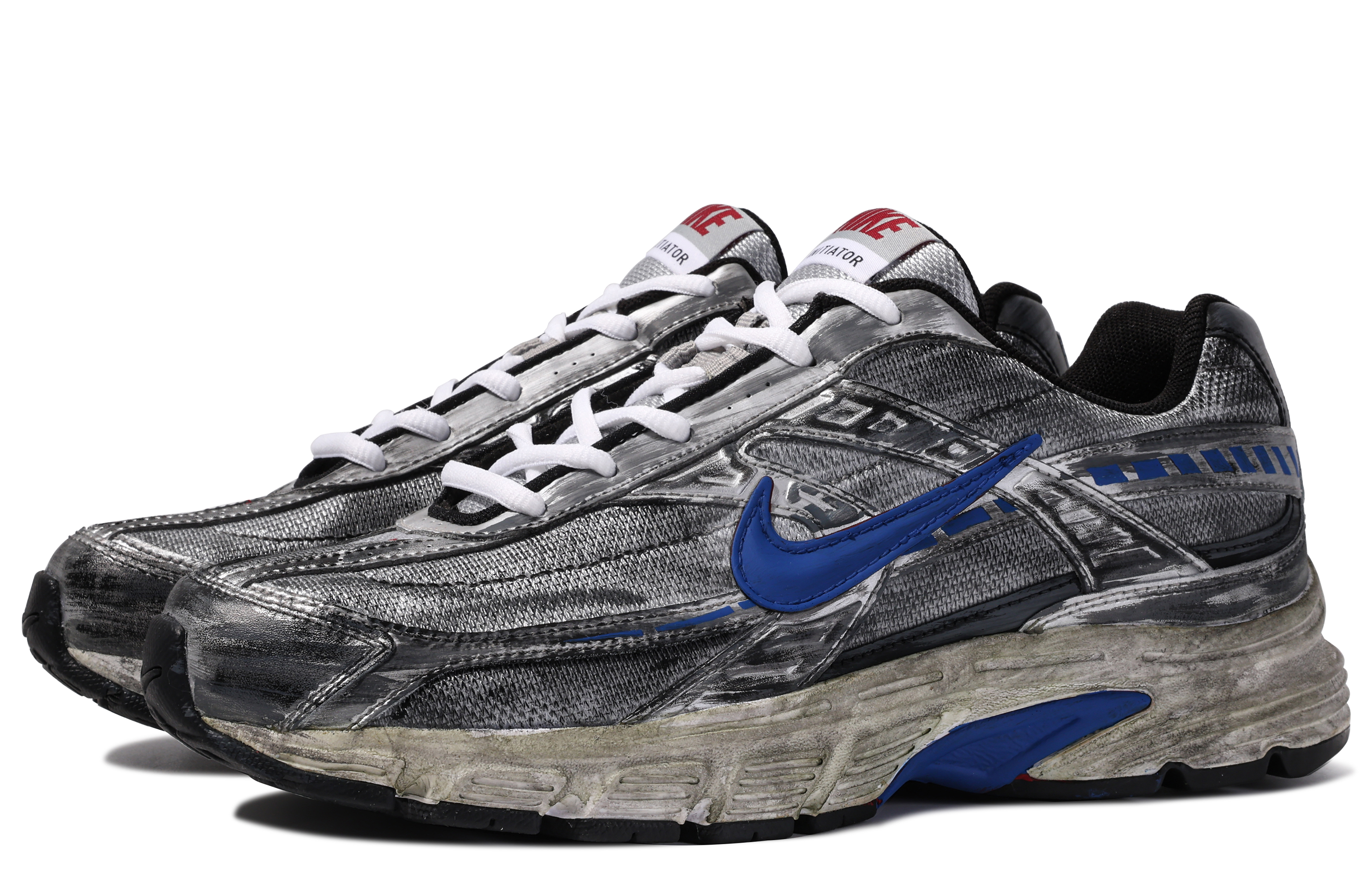 Purchase 【定製球鞋 Nike Initiator 達文西定製 禮盒 克萊因 千禧年 復古 作舊 耐磨 低筒 跑步鞋 男款 銀灰藍】