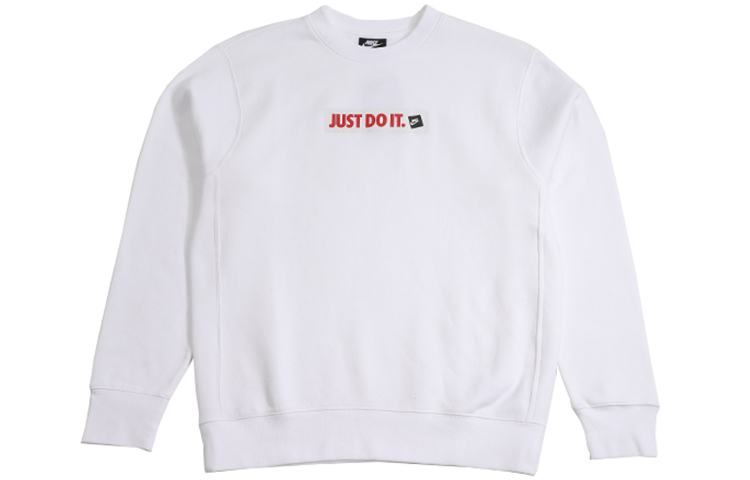 Nike JDI Graphic White Crewneck Sweatshirt Black Casual Fleece Pullover BV5090-100