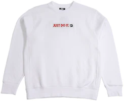 Nike JDI Graphic White Crewneck Sweatshirt Black Casual Fleece Pullover BV5090-100 Nike JDI Graphic White Crewneck Sweatshirt Black Casual Fleece Pullover BV5090-100
