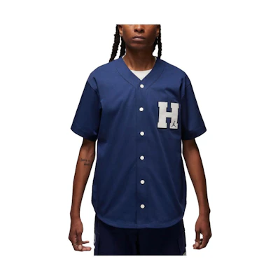 Nike Jordan Howard University Button-Up V-Neck Baseball Jacket Blue Mens FJ9331-419