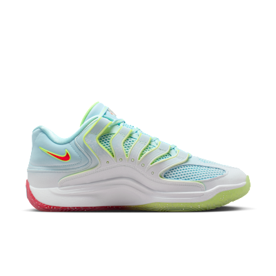 Shop Nike KD18 "Snowed In" EP Sneakers White/Bolt/Bright Crimson/Glacier Blue HV1996-100