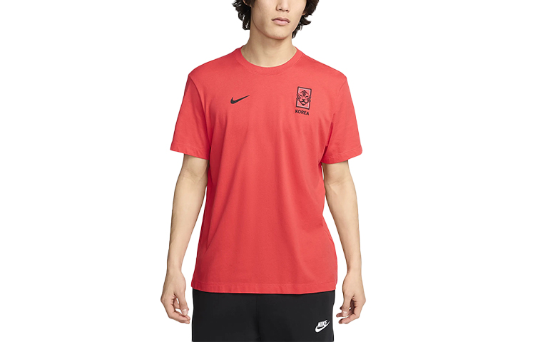Nike Korea Essentials Embroidered Logo Short Sleeve Football Shirt Red Men FV9382-679