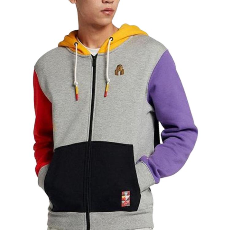 Cheap Nike Kyrie CNY Year of the Pig Fleece Basketball Hoodie Zipper Jacket Grey AJ6425-063