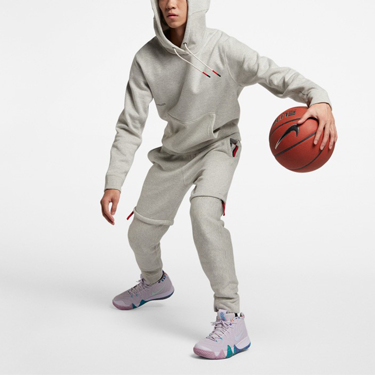 Nike Kyrie Irving Fleece Basketball Pullover Hoodie Grey AJ3526-050 圖 4